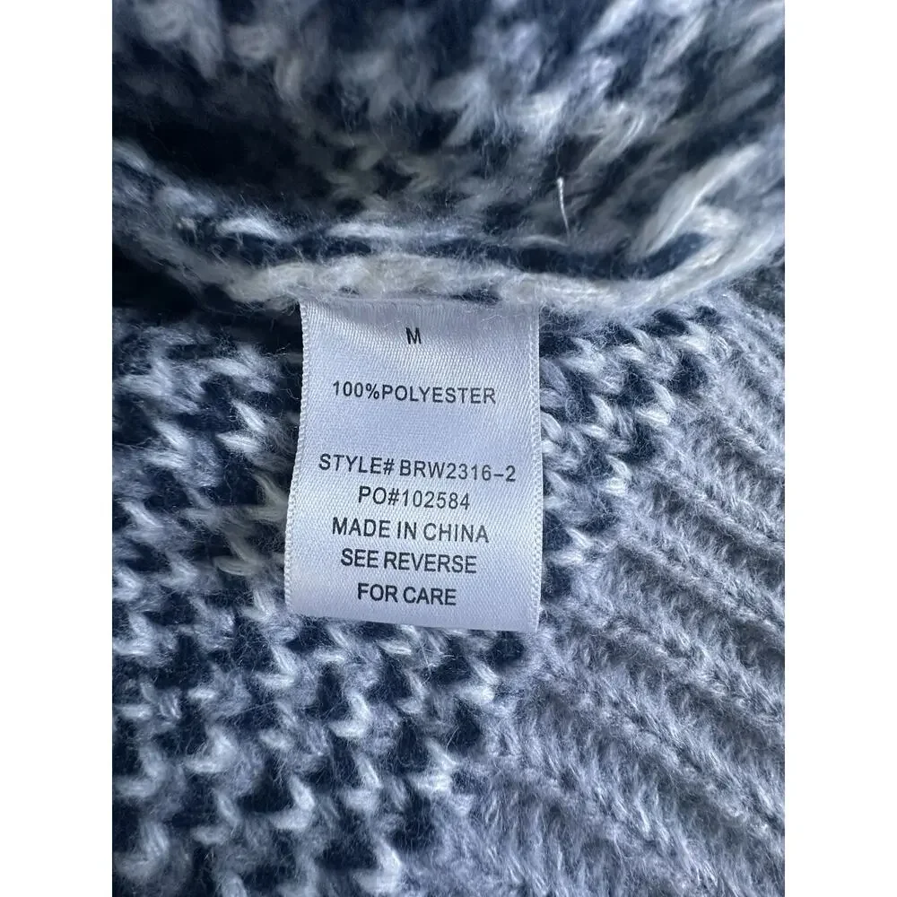 Grey Bandit Full Zip Cardigan Knit Sweater Snowflakes Heavy Women’s Size M - Picture 10 of 11